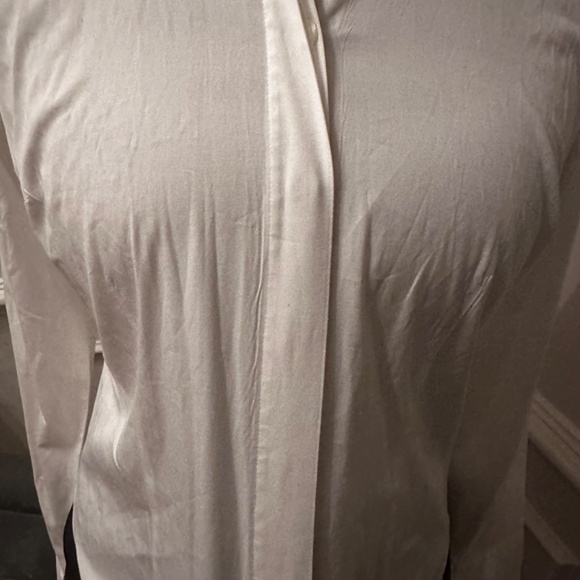 Talbots petites women’s collared white stretch blouse French cuff size 6 EUC - Picture 7 of 9